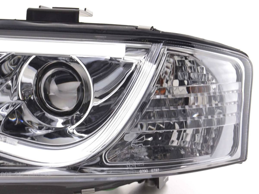 Audi A6 (C5 4B) Chrome LED Headlights with Daytime Running Lights (1997-2001) - With R87 approval