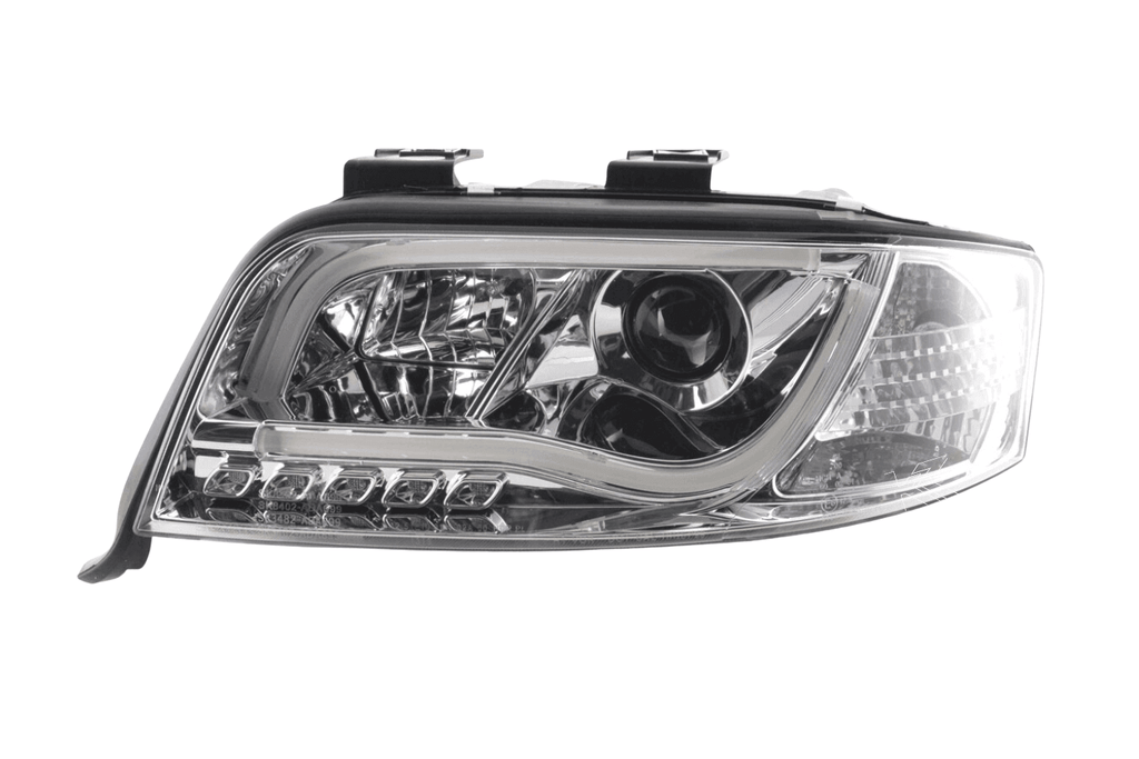 Audi A6 (C5 4B) Chrome LED Headlights with Daytime Running Lights (2001-2004) - With R87 approval