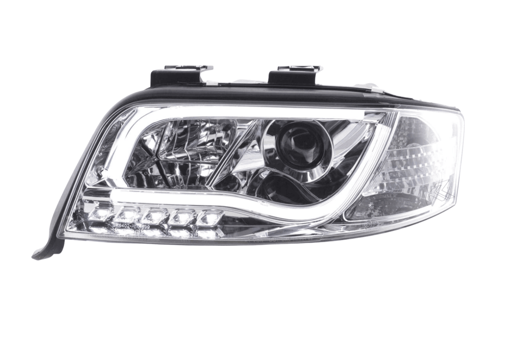 Audi A6 (C5 4B) Chrome LED Headlights with Daytime Running Lights (2001-2004) - With R87 approval