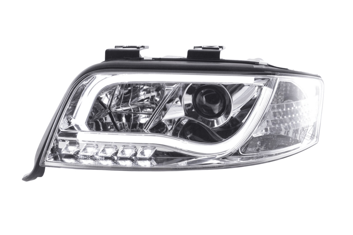 Audi A6 (C5 4B) Chrome LED Headlights with Daytime Running Lights (2001-2004) - With R87 approval