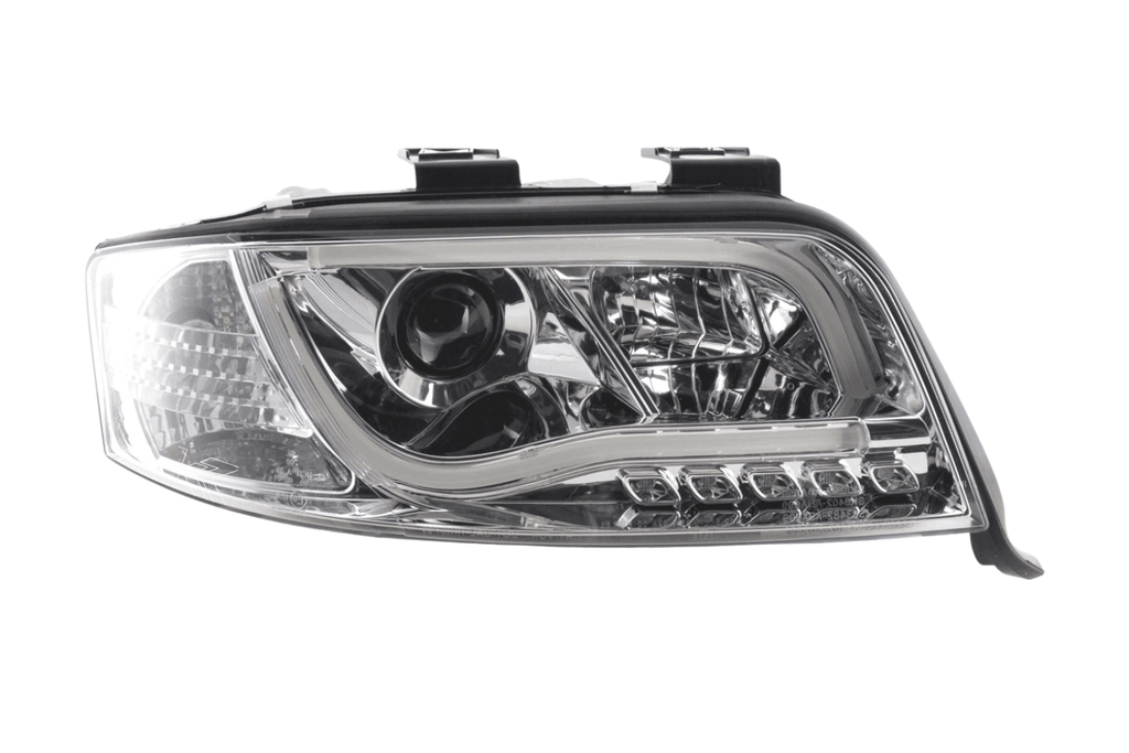 Audi A6 (C5 4B) Chrome LED Headlights with Daytime Running Lights (2001-2004) - With R87 approval