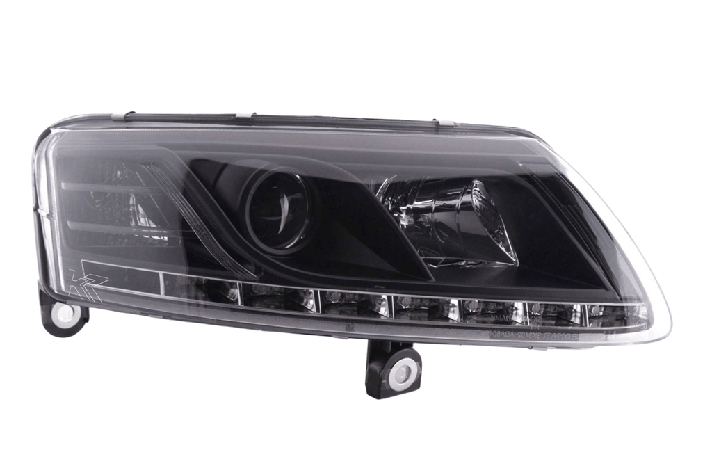 Audi A6 (C6 4F) Black Xenon LED Headlights with Daytime Running Lights (2004-2008)