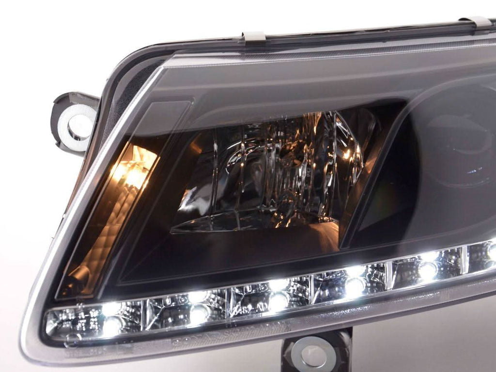 Audi A6 (C6 4F) Black Xenon LED Headlights with Daytime Running Lights (2004-2008)