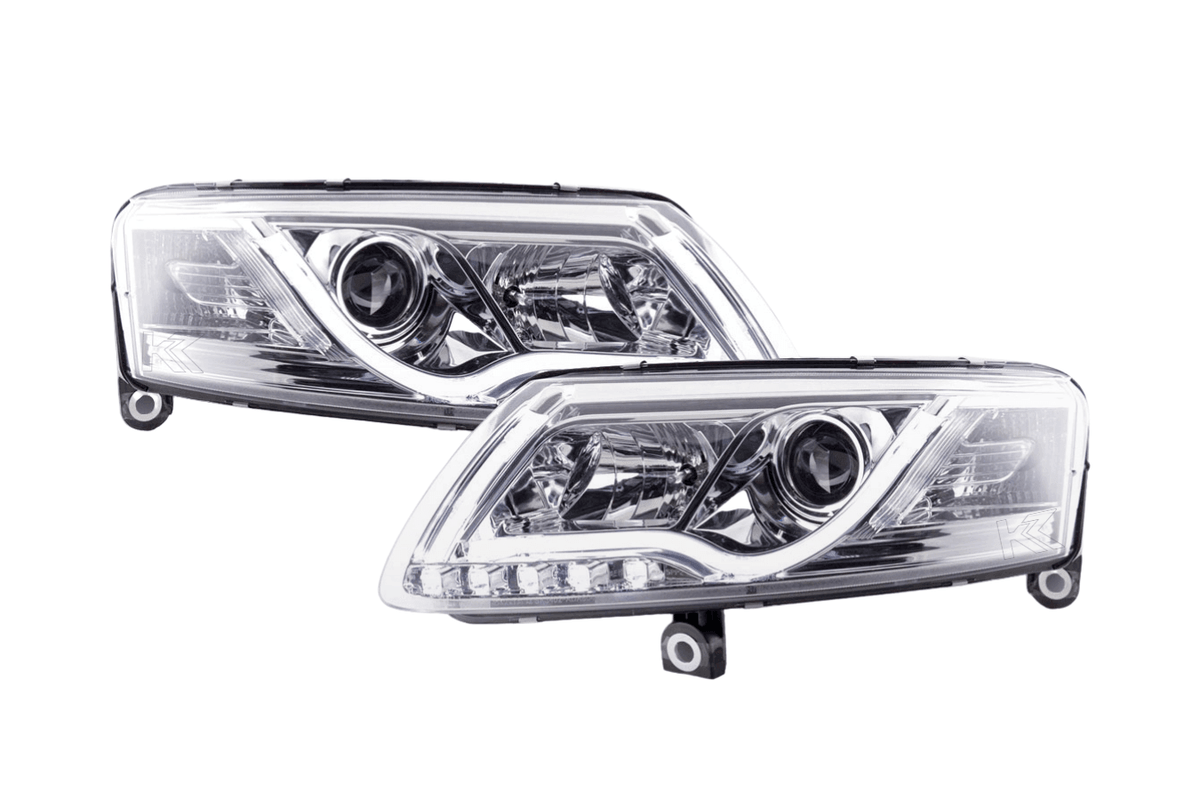 Audi A6 (C6 4F) Chrome LED Headlights with Daytime Running Lights (2004-2008)