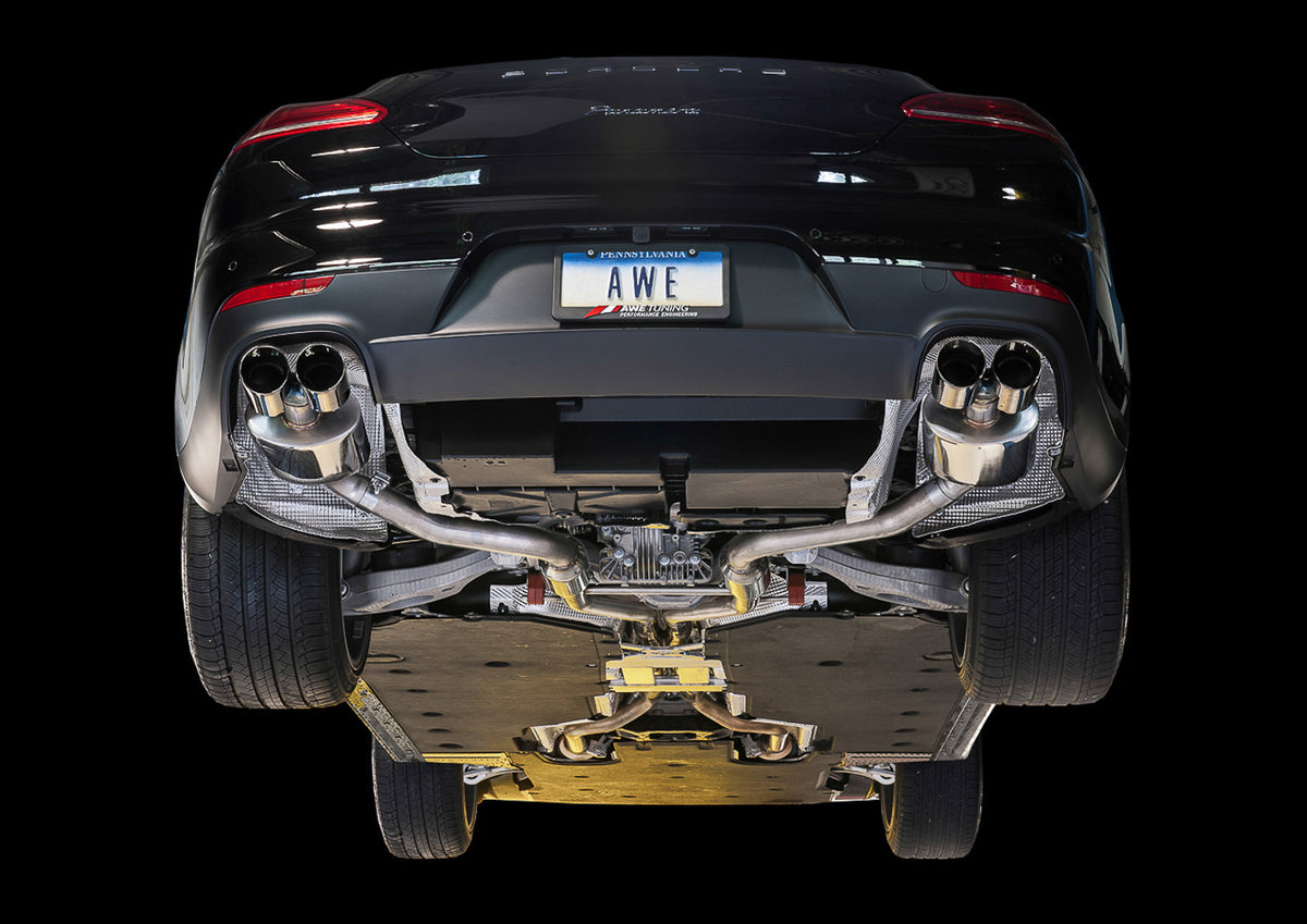 AWE Track Edition Exhaust for 970 Panamera 2/4 (2014-2016) - With Chrome Silver Tips