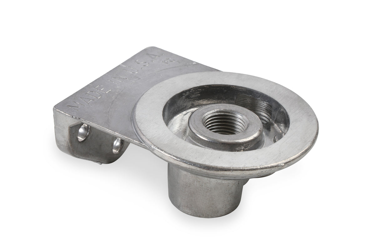 Cast Remote Oil Filter Mount Kit with 1/2" NPT facing upward - Female 3/4"- 16 Thread for Single Filter Mount.