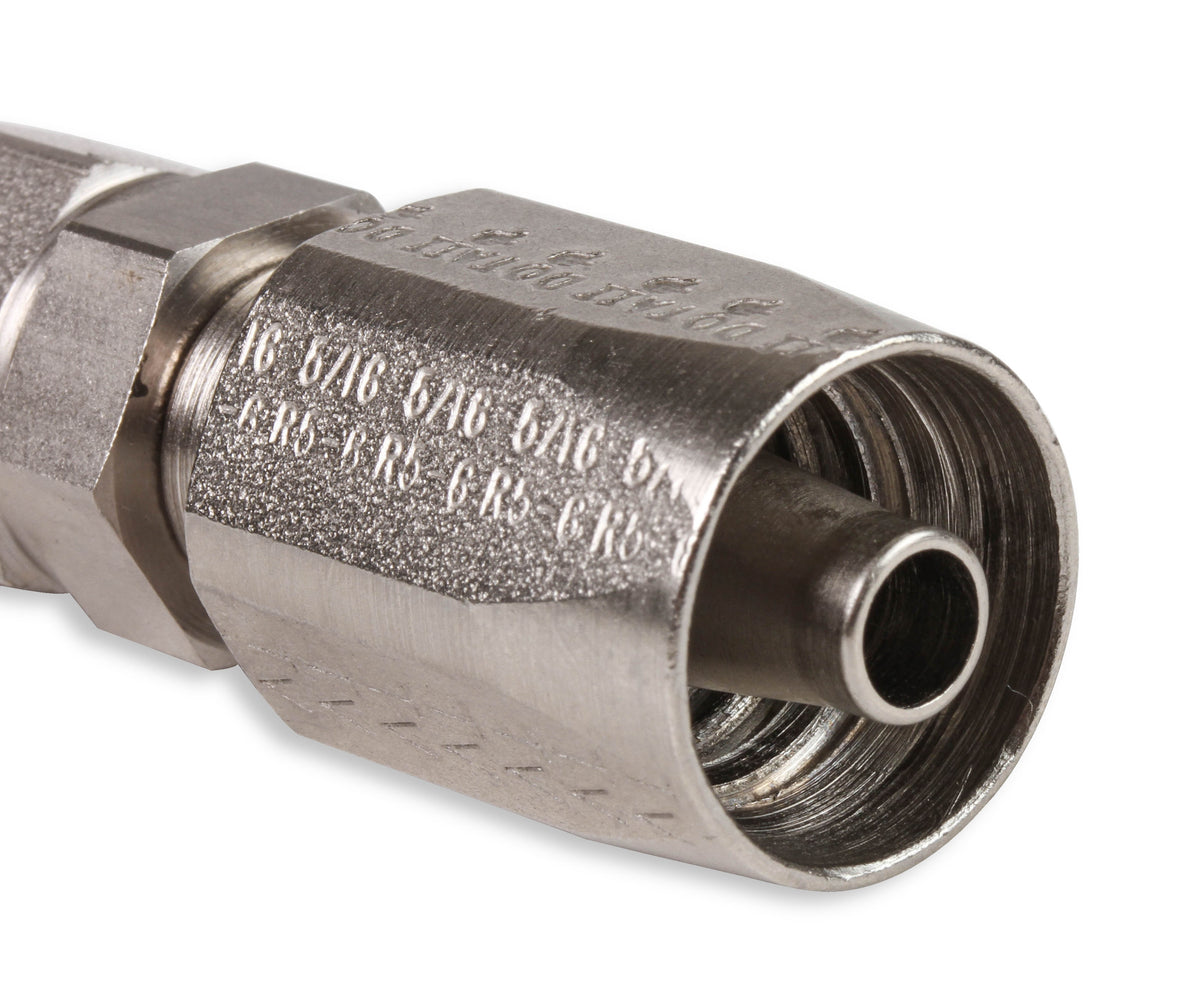 Power Steering Hose End - Straight -6 AN - Steel w/ Nickel Plated Finish