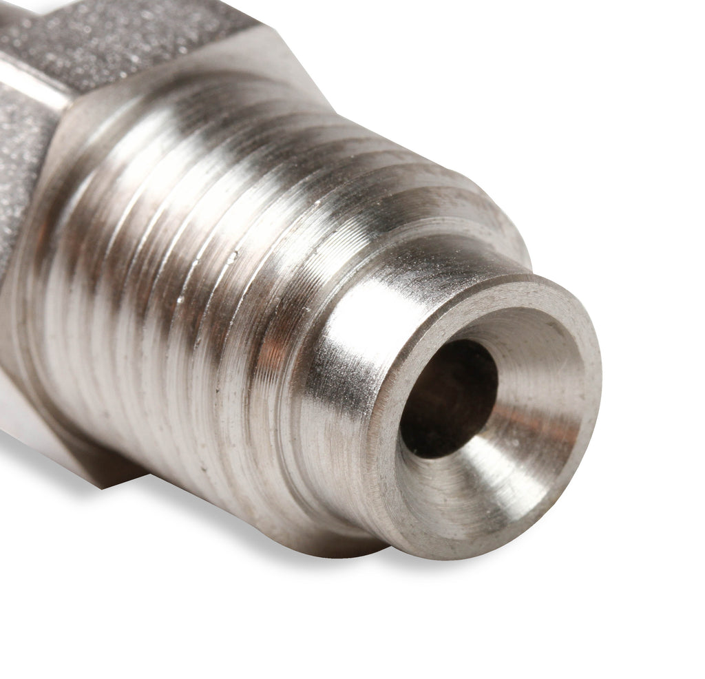 Brake Adapter Thread Size -3AN To 9/16"-18 Inverted Flare Male - 2 Per Package - Steel w/ Electroless Nickel Plating.