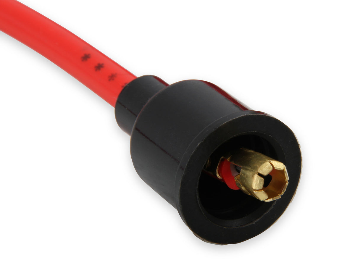 Spark Plug Wire Set - 8mm - Universal - Red Wire with Red Straight Boots - 5040R 8mm super stock universal fit spark plug wires feature a spiral core and red silicone jacket.