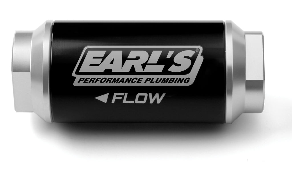 100 GPH Billet Aluminum Fuel Filer - 10 Micron - 6 AN O-Ring Female Inlet & Outlet, Black Body w/ Clear Anodized Ends