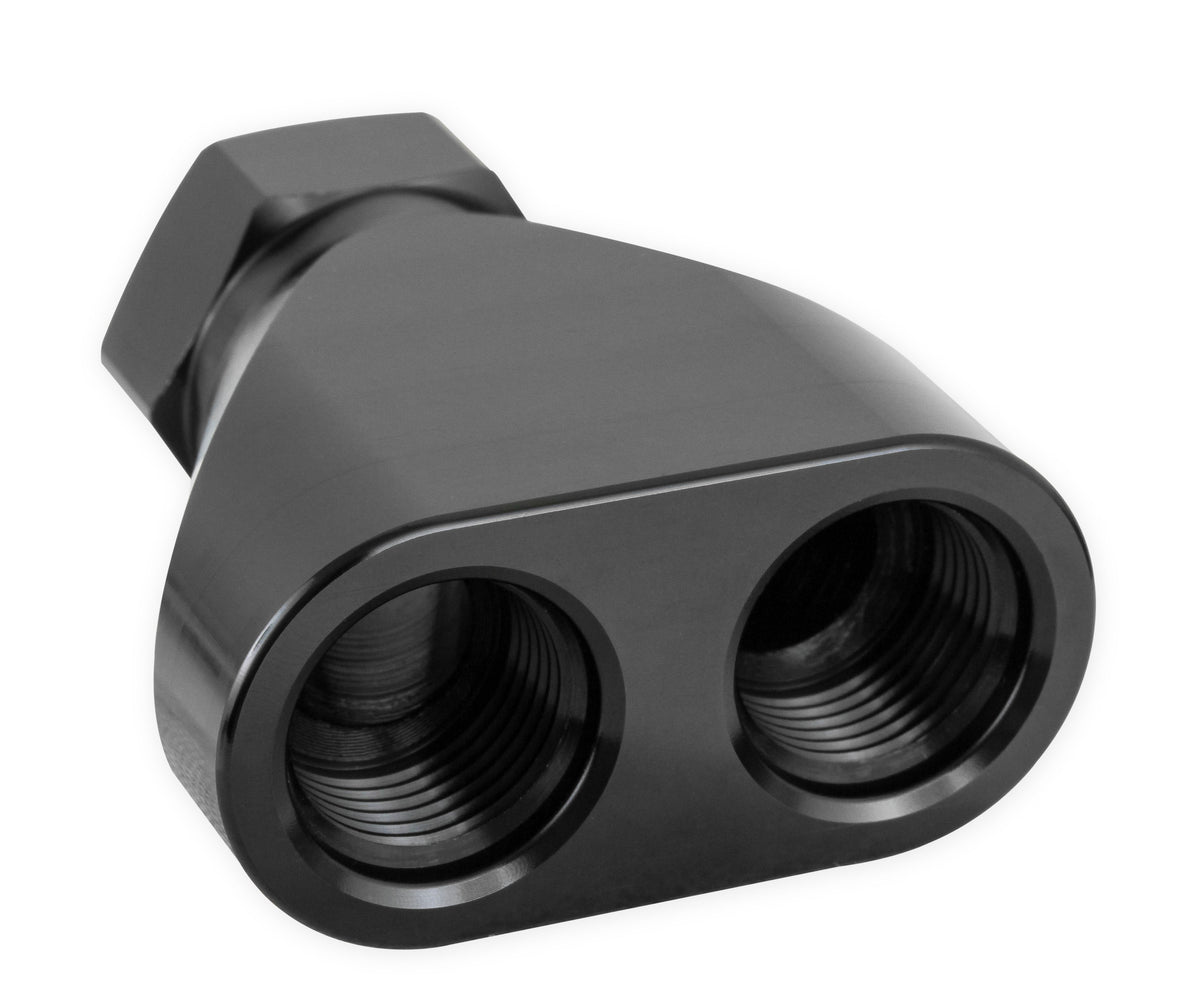 Earls Billet Inline Distribution Block w/ -10 AN O-Ring Port to (2) -8 AN O-Ring Ports
