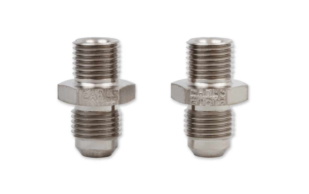 Earls Transmission Adapters, Package of 2 pieces w/ Crush Washers, Fits Most GM TH350, TH400, 700R4, 200R4, 4L60E, and Ford AODE Transmissions, Nickel Plated Steel