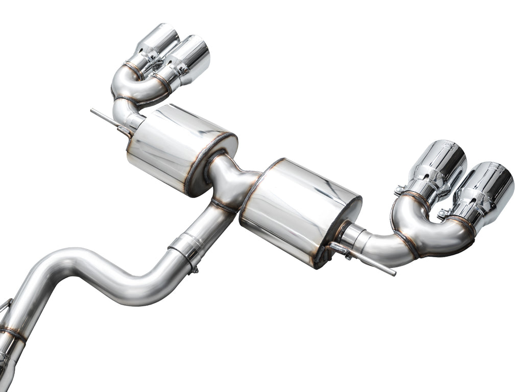 AWE Touring Edition Exhaust for Volkswagen MK8 Golf R - Chrome Silver Tips