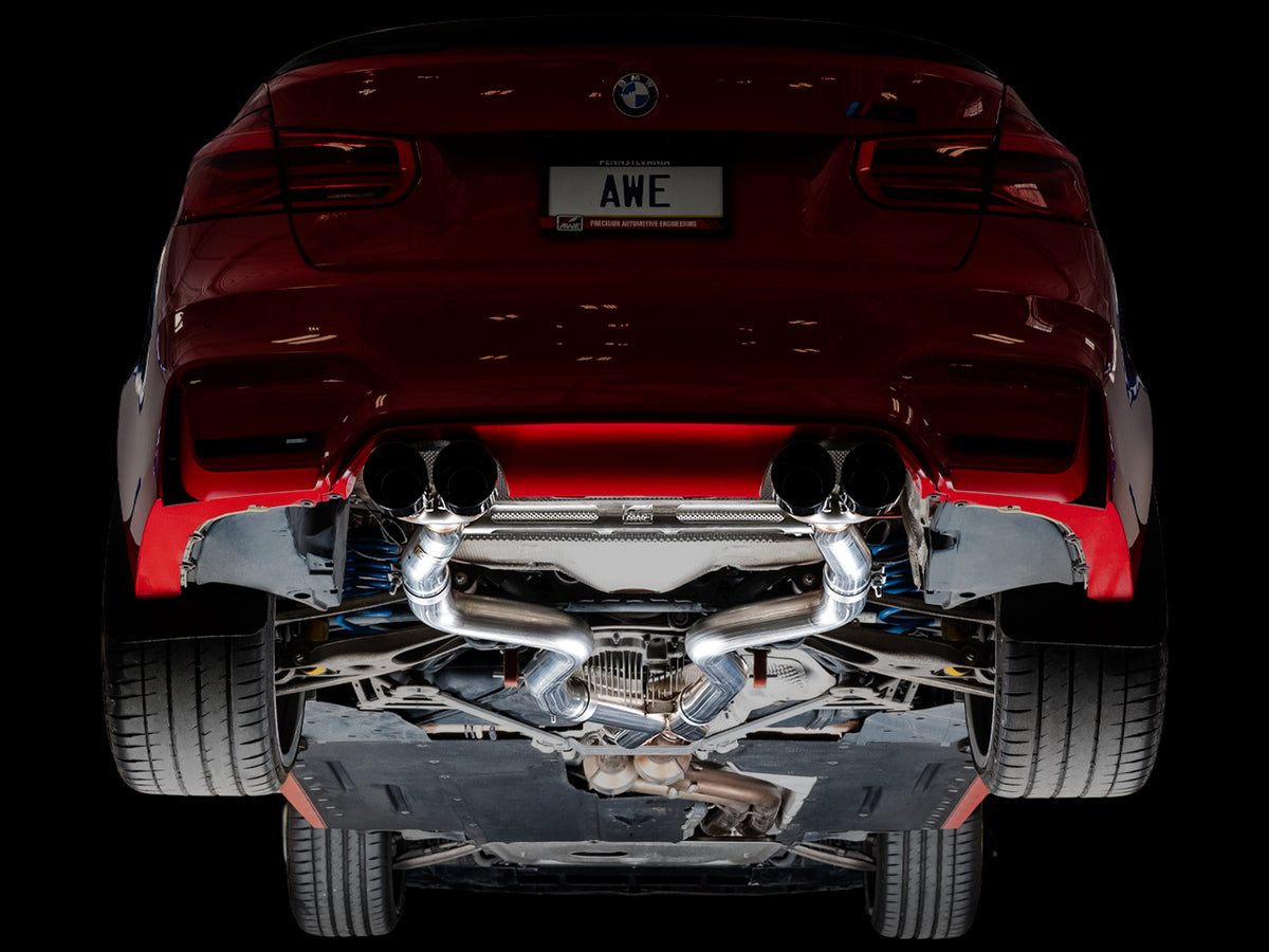 AWE Track Edition Catback Exhaust for BMW F8X M3/M4 - 4" Diamond Black Tips