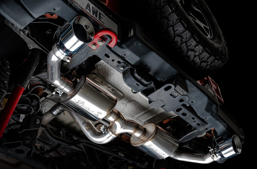 AWE Tread Edition Axleback Dual Exhaust for Jeep JL/JLU 3.6L/2.0T - Chrome Silver Tips