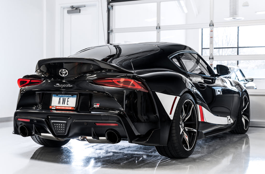 AWE Resonated Touring Edition Exhaust for A90 Supra - 5" Chrome Silver Tips