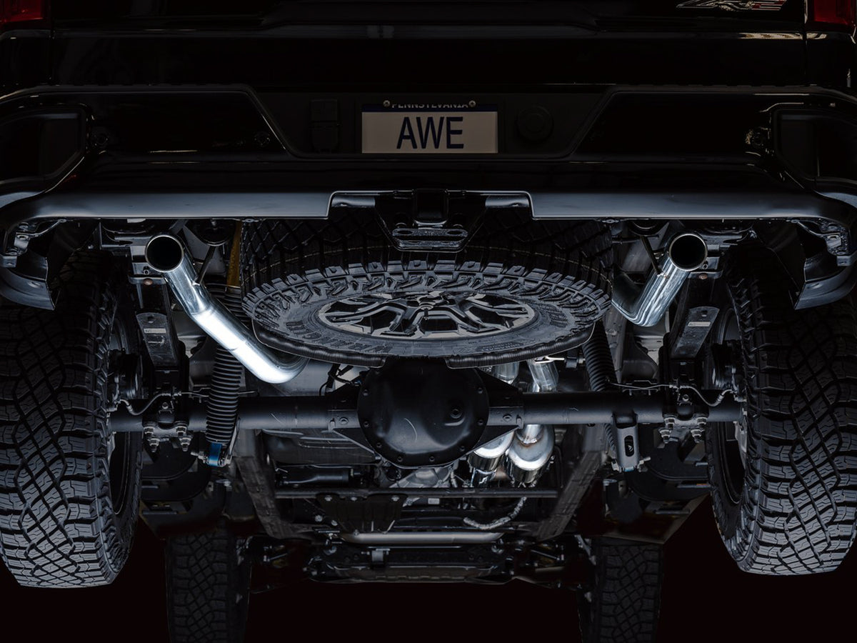AWE 0FG Catback Exhaust for Silverado ZR2/Sierra AT4X - Dual Bashguard