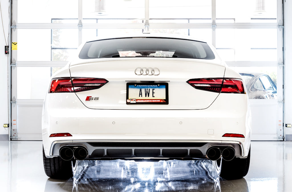 AWE Touring Edition Exhaust for Audi B9 S4 - Resonated - 4" Diamond Black Tips