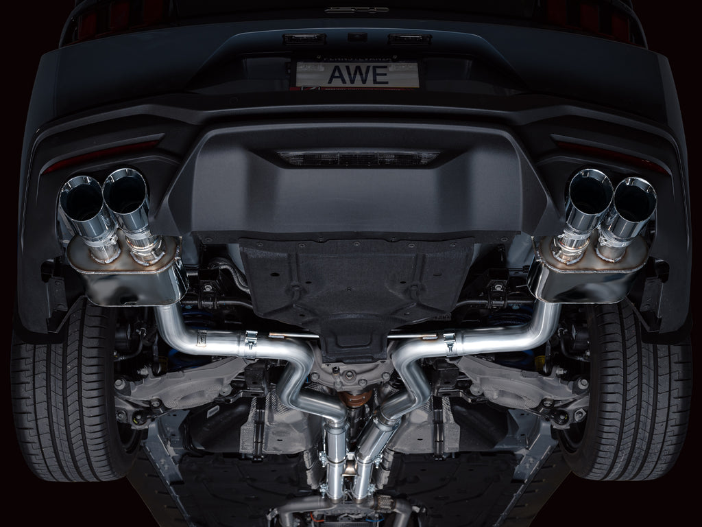 AWE SwitchPath™ Exhaust for S650 Ford Mustang GT Fastback - Quad Chrome Silver Tips