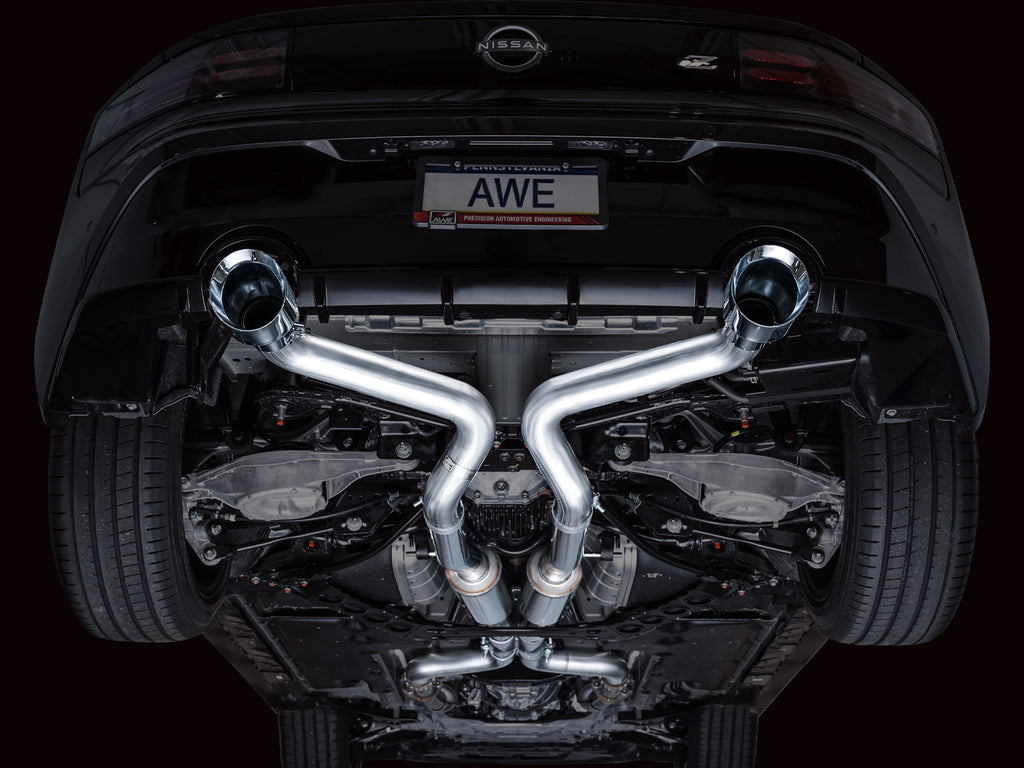 AWE Track Edition Exhaust for Nissan Z - 5” Chrome Silver Tips