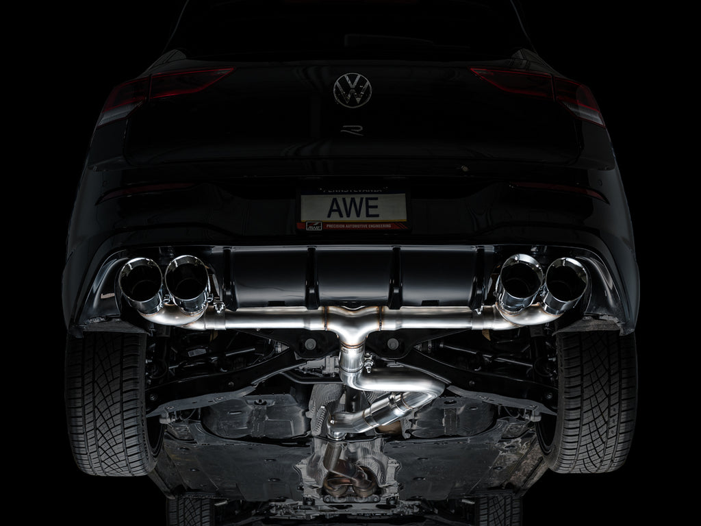 AWE Track Edition Exhaust for Volkswagen MK8 Golf R - Chrome Silver Tips