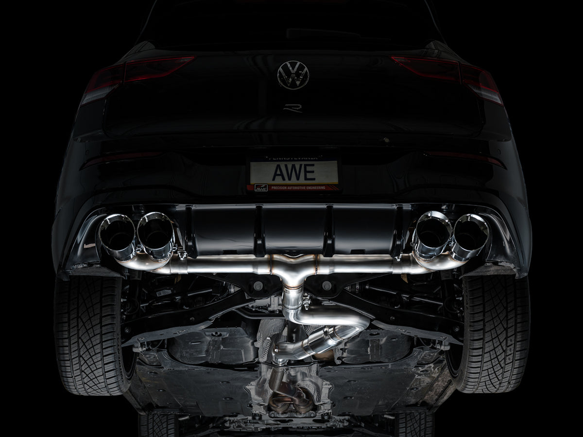 AWE Track Edition Exhaust for Volkswagen MK8 Golf R - Chrome Silver Tips
