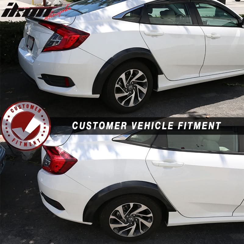 2016-2021 Honda Civic Unpainted Rear Fender Flares Wheel Cover ABS