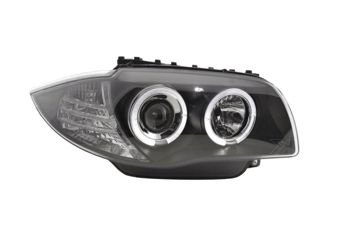 BMW 1-series E81 E82 E87 E88 Black Angel Eyes Headlight Set (2004-2011)