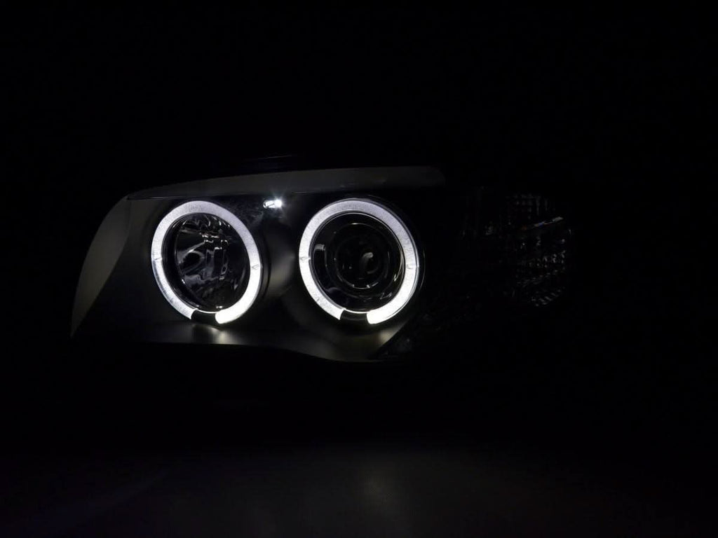 BMW 1-series E81 E82 E87 E88 Black Angel Eyes Headlight Set (2004-2011)