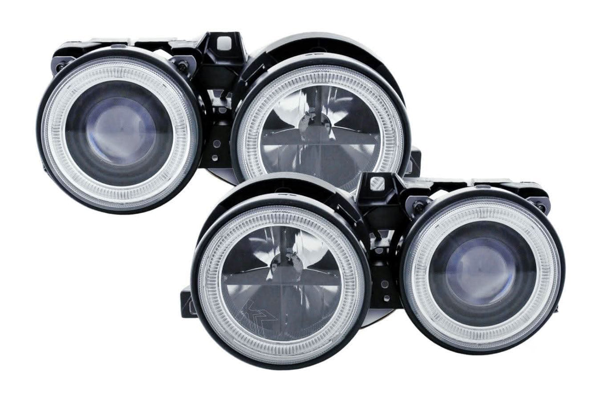 BMW 3-series E30 2/4 door. Black Angel Eyes Headlight Set (1987-1991)