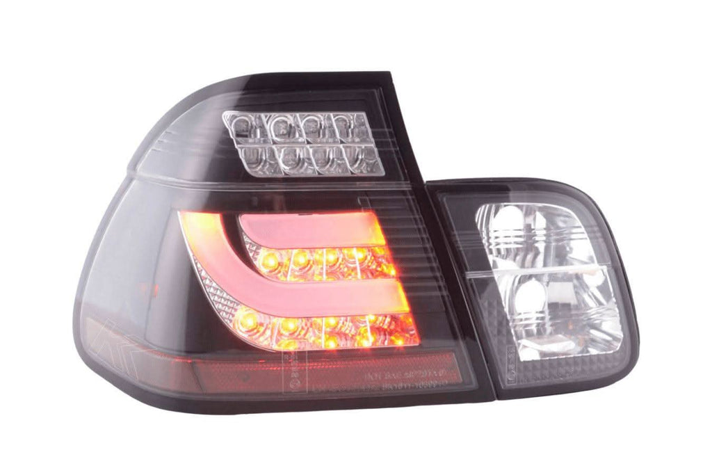 BMW 3-series E46 Sedan Black Clear LED LightBar Taillights Set (1998-2001)