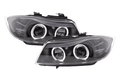 BMW 3-series E90 E91 Black Angel Eyes LED Headlight Set (2005-2012)