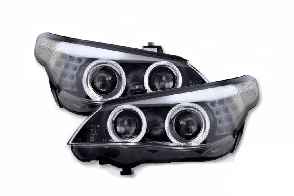 BMW 5-series E60 E61 Black Angel Eyes Headlight Set (2003-2007)