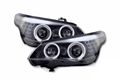 BMW 5-series E60 E61 Black Angel Eyes Headlight Set (2003-2007)