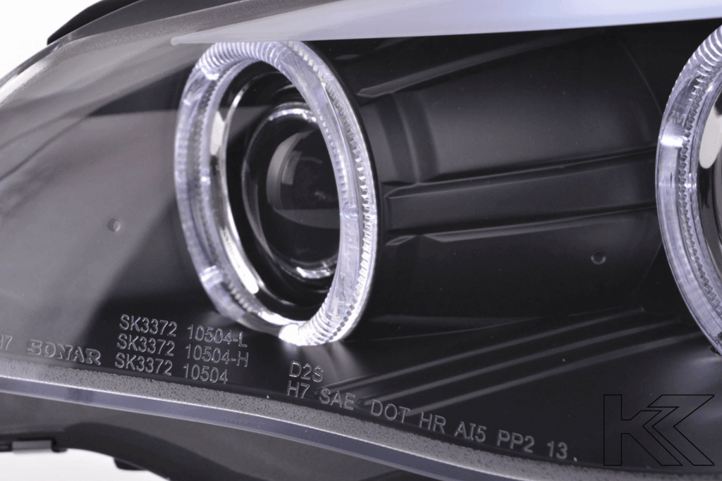 BMW 5-series E60 E61 Black Angel Eyes Headlight Set (2003-2007)