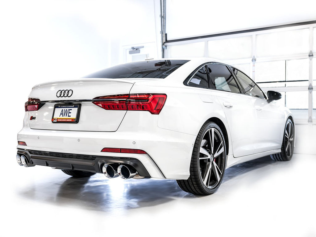 AWE Track Edition Exhaust for Audi C8 S6/S7 - 4.5" Chrome Silver Tips