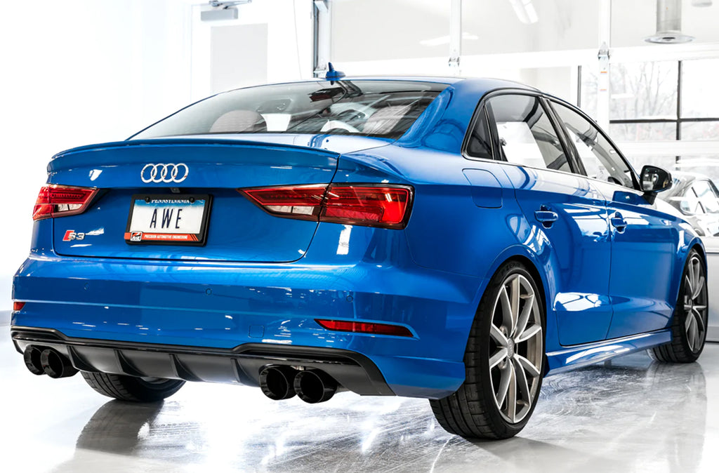 AWE Track Edition Exhaust for Audi 8V S3 - 4" Diamond Black Tips
