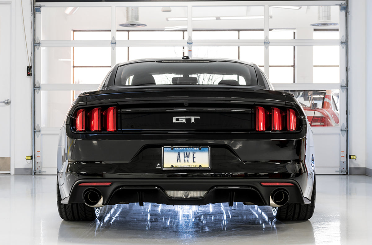 AWE Touring Edition Cat-back Exhaust for S550 Mustang GT - Dual Tip - Diamond Black Tips