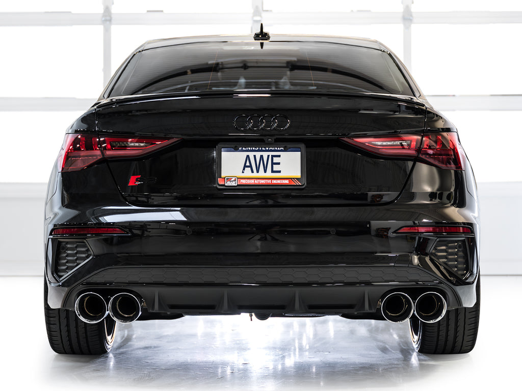 AWE Track Edition Exhaust for Audi 8Y S3 - 4.5" Chrome Silver Tips