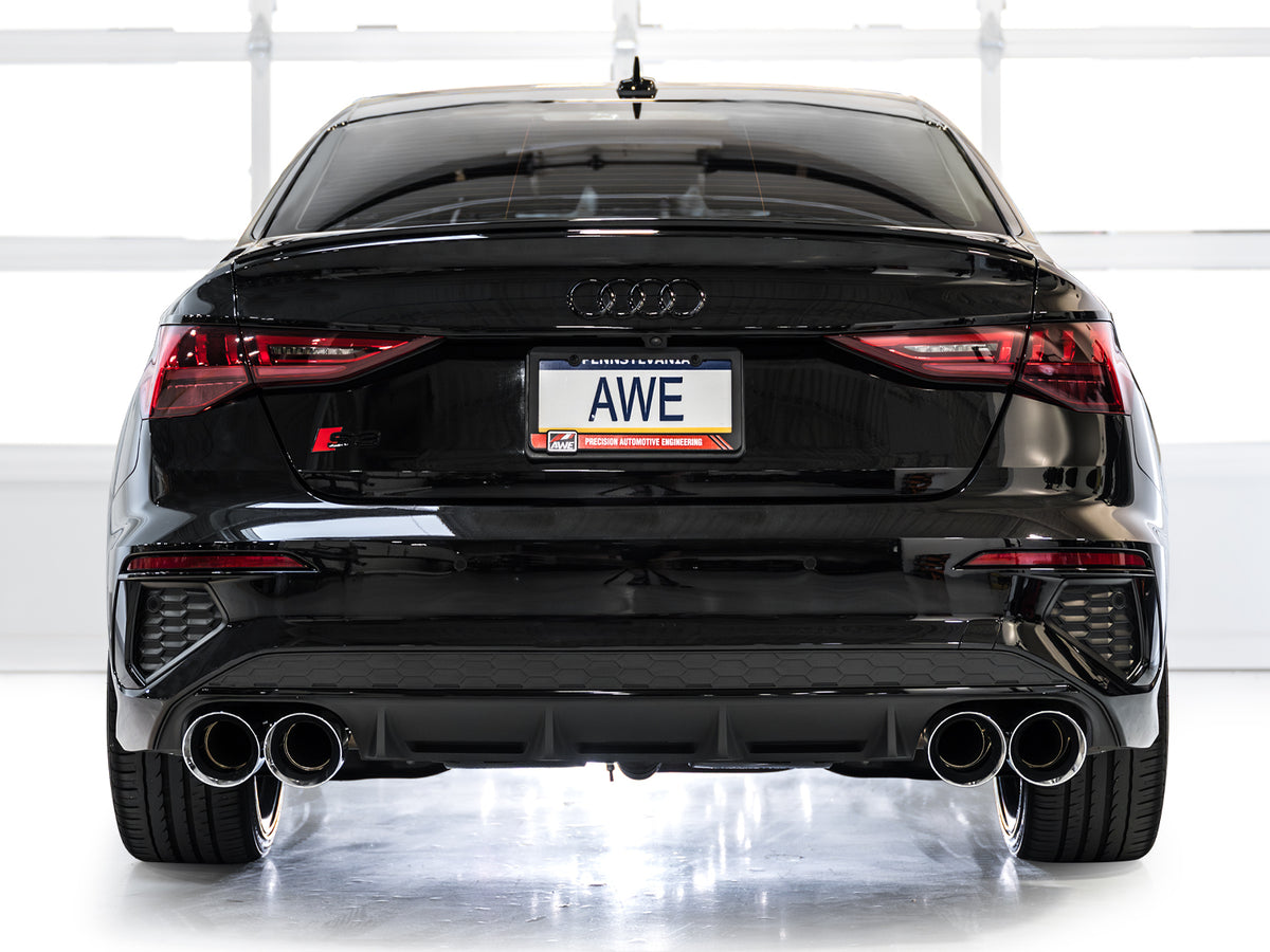 AWE Track Edition Exhaust for Audi 8Y S3 - 4.5" Chrome Silver Tips