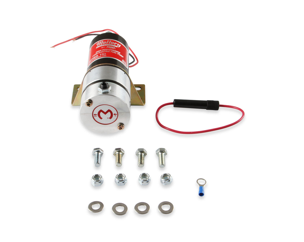 High Performance Fuel Pump delivers 110 plus GPH free flow @ 12.5 volts.  Hardware is supplied.