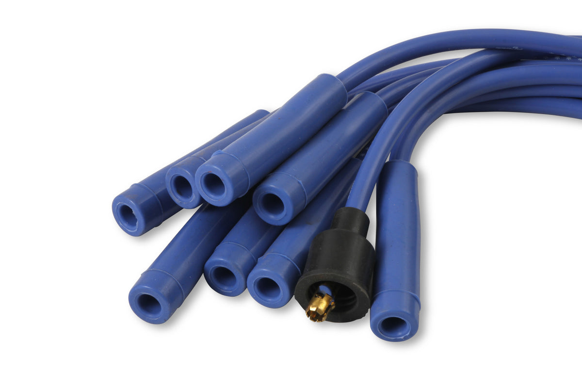 Spark Plug Wire Set- 8mm - Blue Wire with Blue Straight Boots - 4040B, Spark Plug Wires, Super Stock, Spiral Core, 8mm, Blue, Set