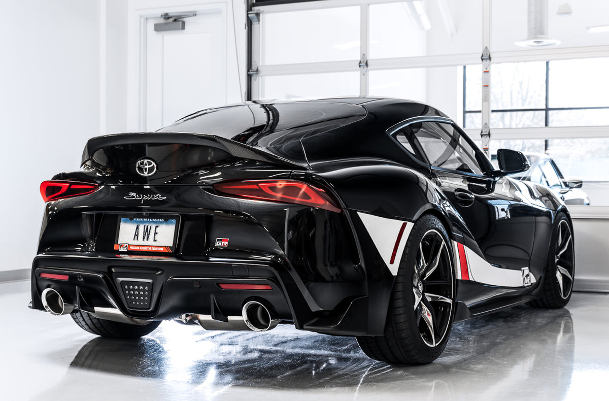 AWE Non-Resonated Touring Edition Exhaust for A90 Supra - 5" Chrome Silver Tips