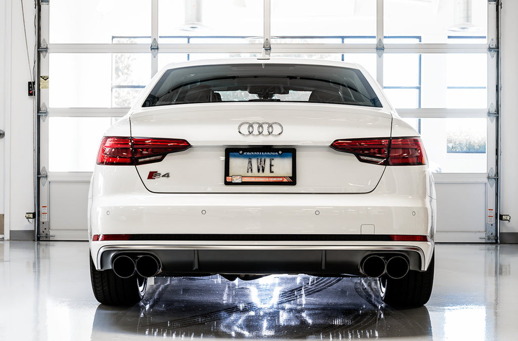 AWE Track Edition Exhaust for Audi B9 S5 Sportback - 4" Diamond Black Tips