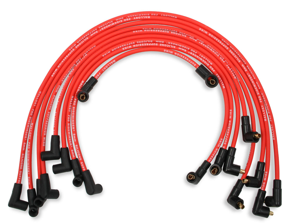 Mallory Pro Wires have an 8mm, red silicon jacket that are capable of withstanding temperatures up to 550°F and look great doing it.