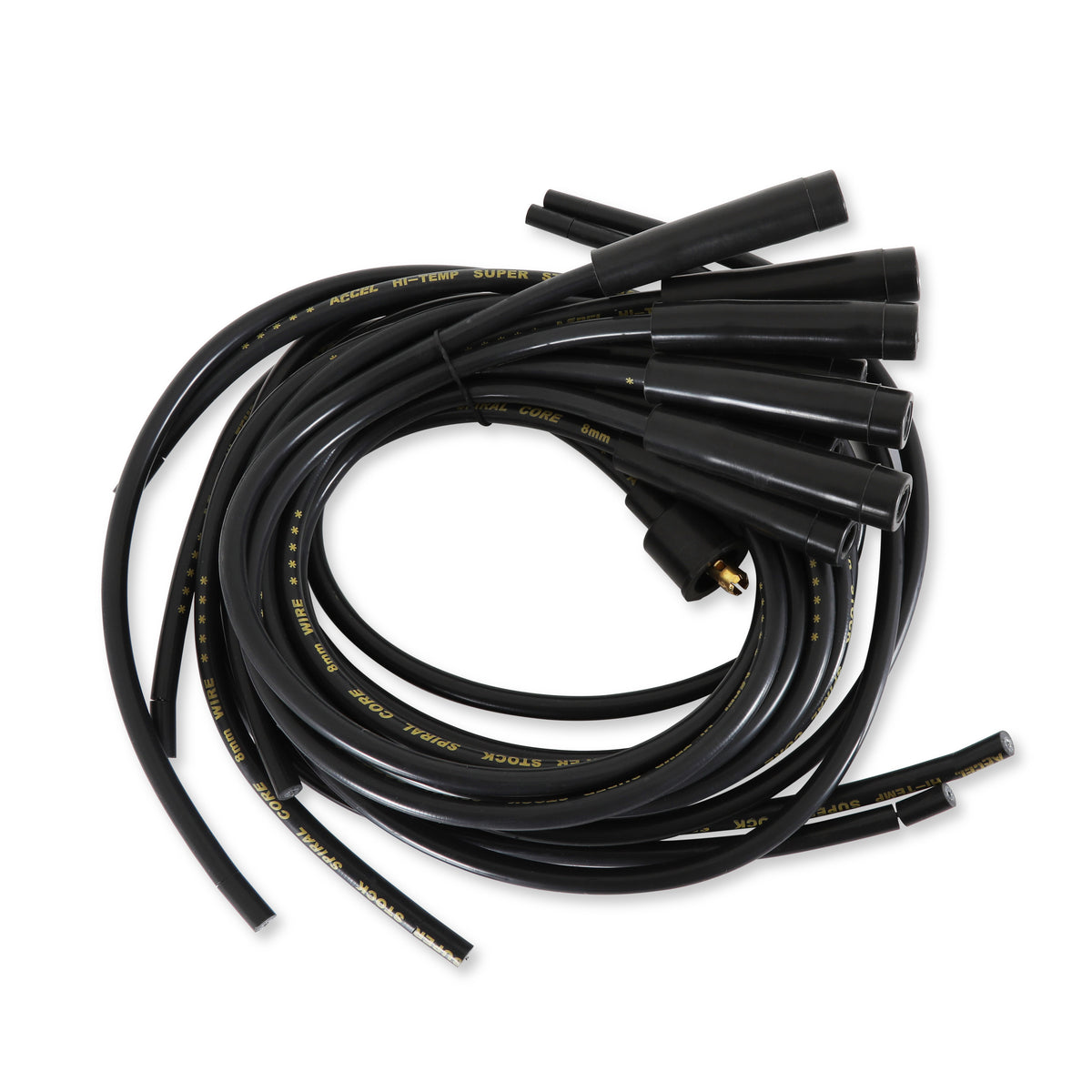 Spark Plug Wire Set - 8mm - Universal - Black Wire with Black Straight Boots - 5040K, Spark Plug Wires, Super Stock, Spiral Core, 8mm, Black, Set