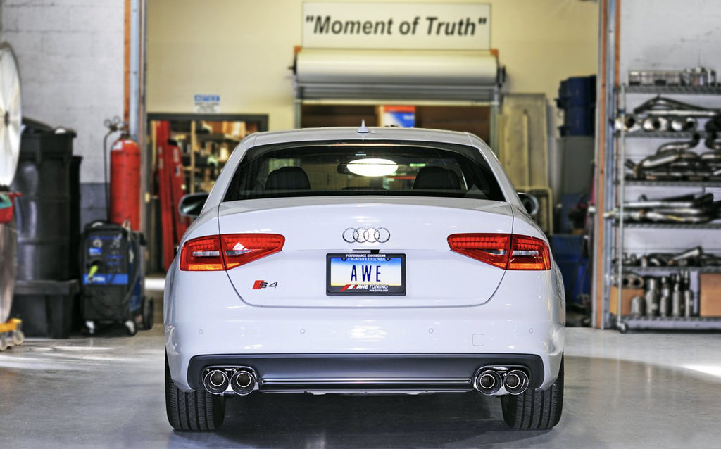 AWE Touring Edition Exhaust for Audi B8 S4 3.0T - 4" Chrome Silver Tips