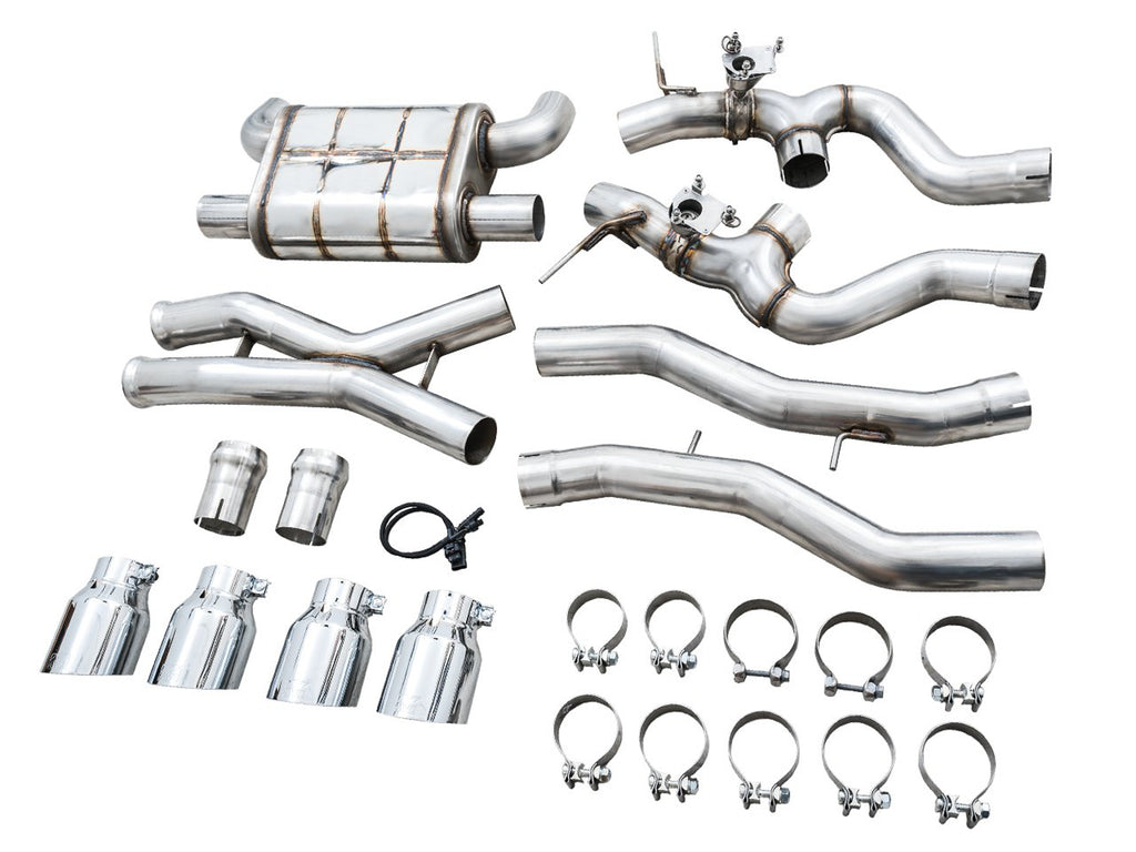 AWE SwitchPath Catback Exhaust for BMW G8X M3/M4 - 4.5" Chrome Silver Tips