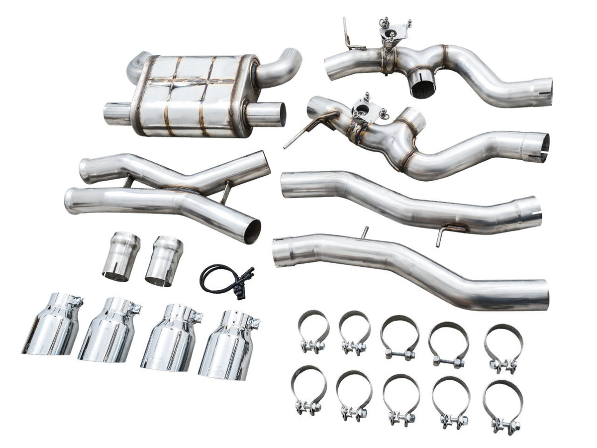 AWE SwitchPath Catback Exhaust for BMW G8X M3/M4 - 4.5" Chrome Silver Tips