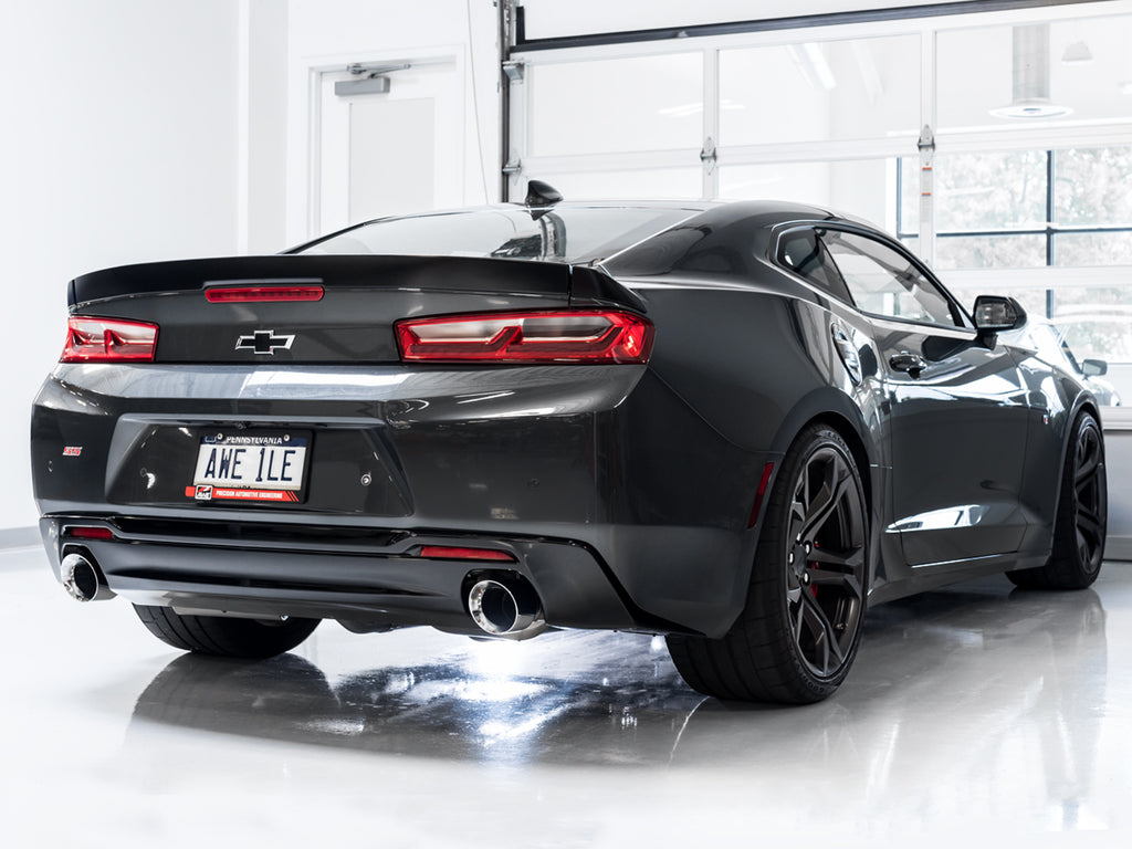 AWE Touring Edition Axleback Exhaust for Gen6 Camaro SS/LT1, Dual Outlet - 4.5" Chrome Silver Tips